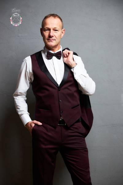 Costume Alberto Bordeaux gilet - Boutique Céline d'Al à Bolbec 76210