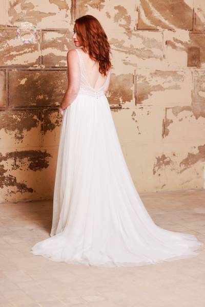 Robe de Mariée Destino traîne - Boutique Céline d'Al à Bolbec 76210