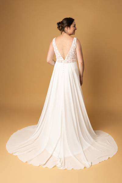 Robe de Mariée Joséphine traîne - Boutique Céline d'Al à Bolbec 76210