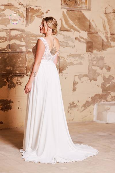 Robe de Mariée Leo ZA traine - Boutique Céline d'Al à Bolbec 76210