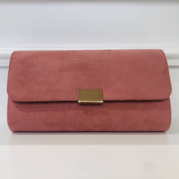 Pochette vieux rose en suédine - Boutique Céline d'Al à Bolbec 76210