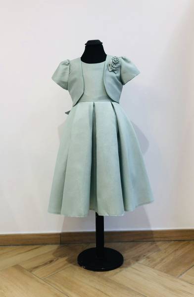 Robe Enfant Brianna Vert d'eau en satin - Boutique Céline d'Al à Bolbec 76210