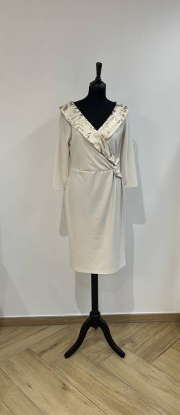 Robe Crème et Doré à manches Frank Lyman - Boutique Céline d'Al à Bolbec 76210
