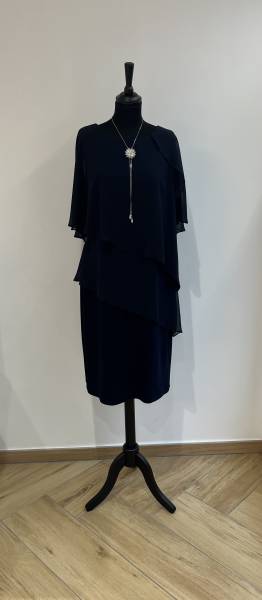 Robe Marine en voilage avec bijou Frank Lyman - Boutique Céline d'Al à Bolbec 76210