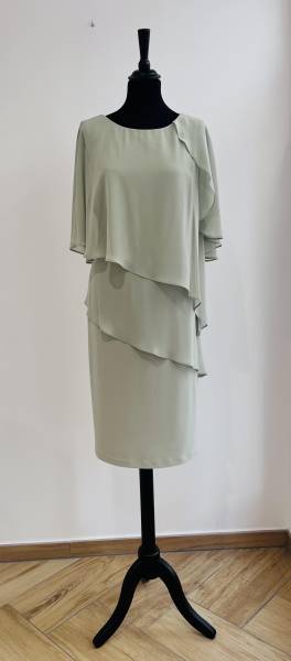 Robe Vert Sauge a voilage Frank Lyman - Boutique Céline d'Al à Bolbec 76210