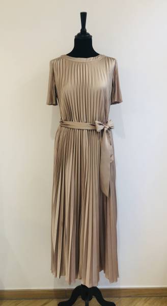 Robe mi-longue beige plissée Joseph Ribkoff - Boutique Céline d'Al à Bolbec 76210