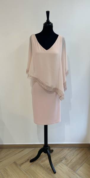 Robe Rose Poudré avec voilage Joseph Ribkoff - Boutique Céline d'Al à Bolbec 76210