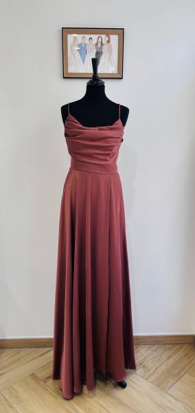 Robe Longue Cuivré en satin pour mariage - Boutique Céline d'Al à Bolbec 76210
