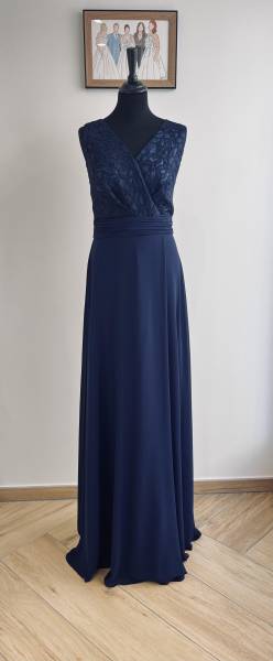 Robe Longue Marine avec buste en dentelle - Boutique Céline d'Al à Bolbec 76210
