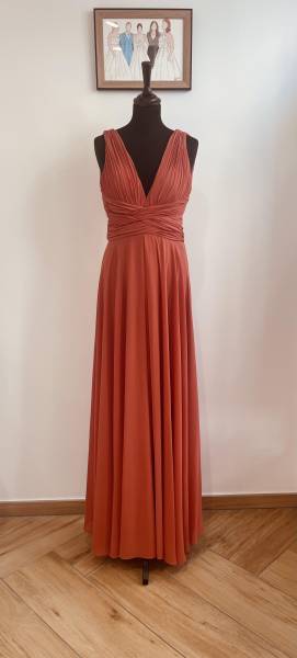 Robe Longue Terra Cotta drappée avec fente - Boutique Céline d'Al à Bolbec 76210