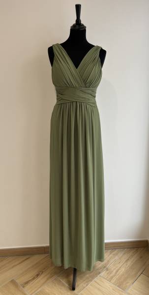 Robe longue vert olive avec fente - Boutique Céline d'Al à Bolbec 76210