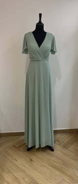 Robe Longue Vert Sauge avec fente - Boutique Céline d'Al à Bolbec 76210