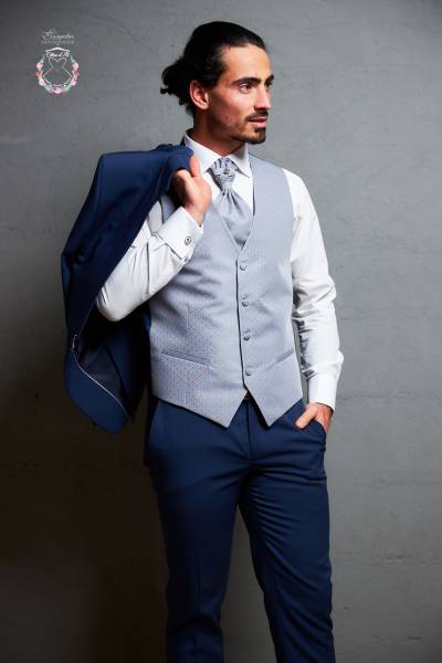 Costume Veranda Bleu gilet - Boutique Céline d'Al à Bolbec 76210