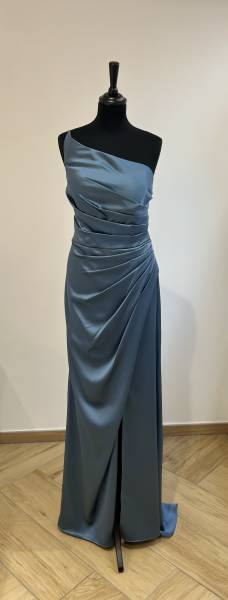 Robe longue Dusty blue en satin Susana Rivieri - Boutique Céline d'Al à Bolbec 76210